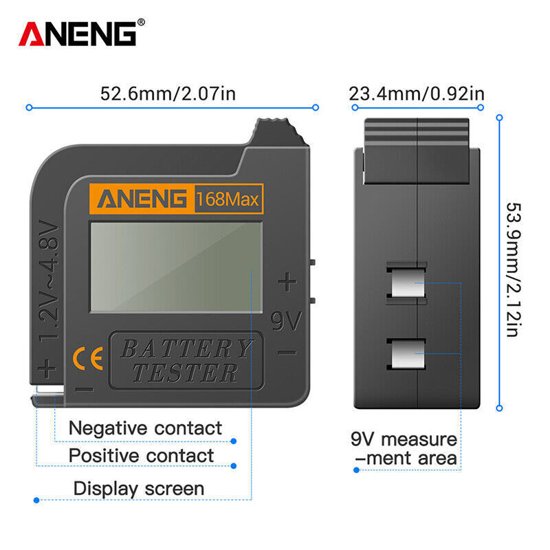 Digital Battery Tester Universal Volt Checker For AA AAA C D 9V 1.5V&Button Cell