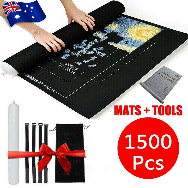 Free shipping-1500 PCS Jigsaw Storage Roll Mat with Inflator Tool