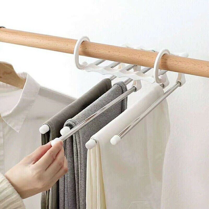 5 in 1 Multi-functional Pants rack Stainless-Steel Wardrobe Magic Hanger