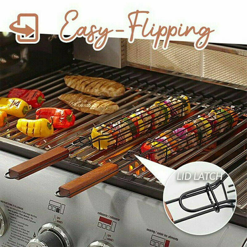 Free shipping- BBQ Grill Mesh Clip Stainless Steel Outdoor Grilling Basket