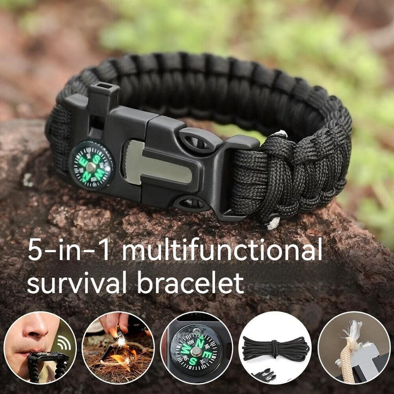 Outdoor Survival Compass Life-saving Umbrella Rope Braided Paracord Bracelet