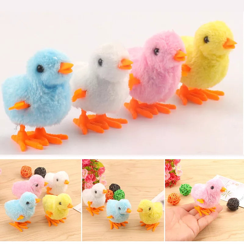 Plush Wind Up Chicken Kids Educational Toy Clockwork Jumping Walking Chicks