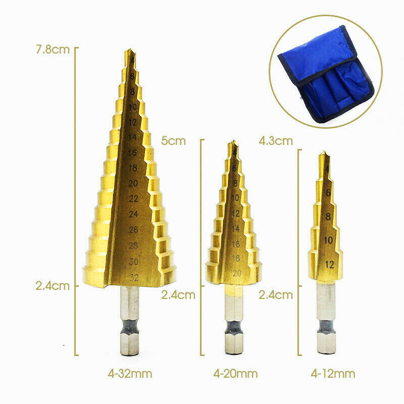 Titanium 3PCS HSS Drill Bit Set