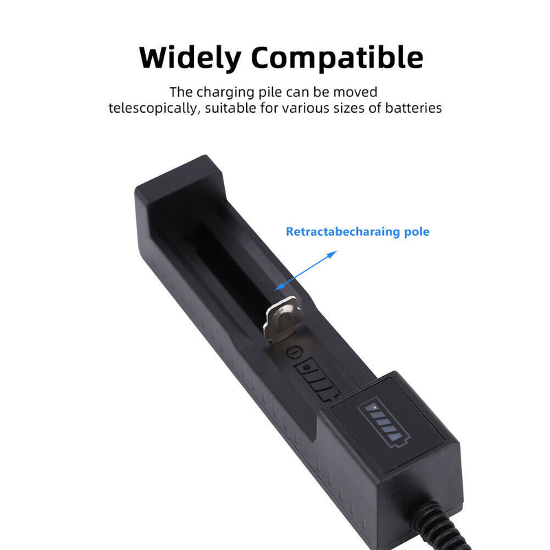 USB Battery Charger 1 Slot Charging Adapter with battery 18650/14500M Rechargeable Lithium Battery