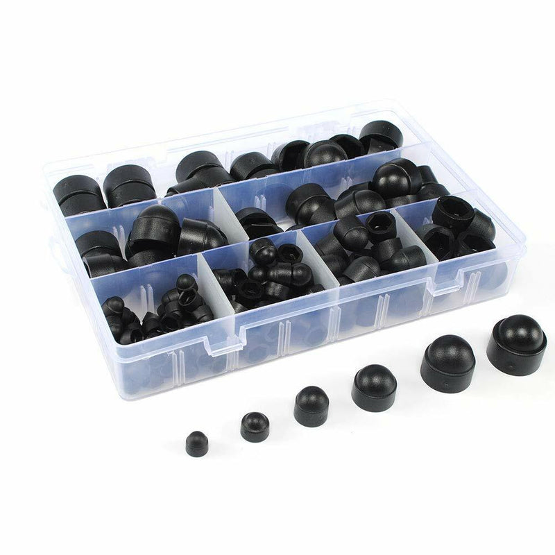 145 Pcs Dome Hex Bolt Nut Head Caps Cover against Tampering M4-M12 Plastic