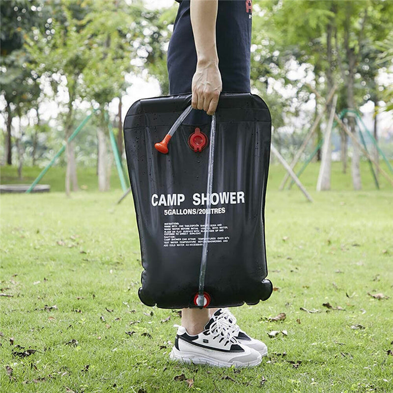 20L Camp Shower Bag Solar Heat Water Pipe Portable Camping Hiking Travel Outdoor