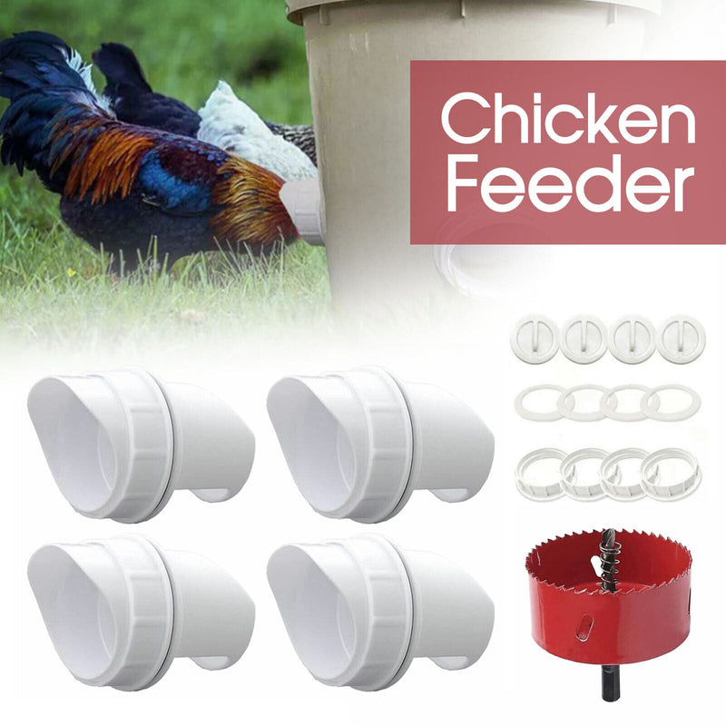 Chicken Feeder Poultry Pro Feeder DIY Port PVC Gravity Fed Chicken Feeder