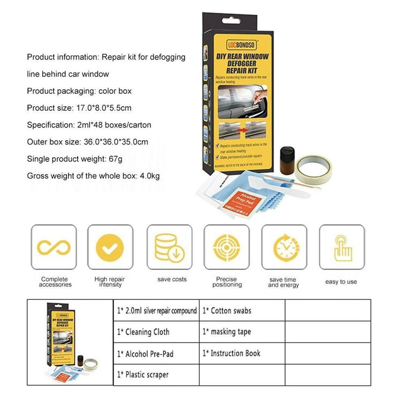 LOCBONDSO Complete Rear Window Defogger/Demister Repair Kit