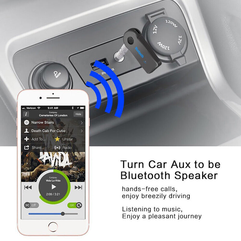 Wireless Bluetooth 3.5mm AUX Audio Stereo Music Home Car Receiver Adapter Mic