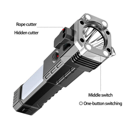 Super Powerful Metal Stun Safety Tactical Rechargeable LED Flashlight Tools