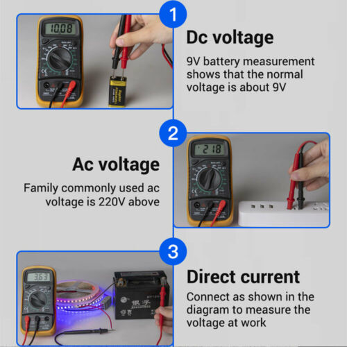 Digital Multimeter Electrical LCD Meter AC/DC Volt Current OHM Multi Tester New Battery Included