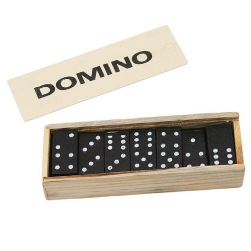 Six Tiles 28 Piece Black Wood Dominoes Game