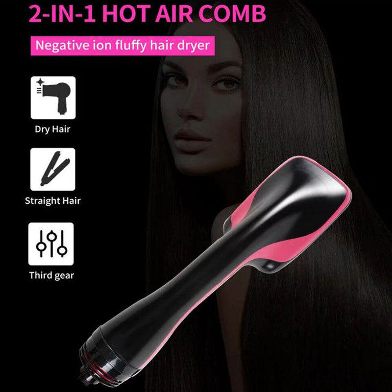 CHRISTMAS SALE- 2 In 1 Hair Dryer Brush Hair Dryer Straightener Brush Heating Blow Dryer Com