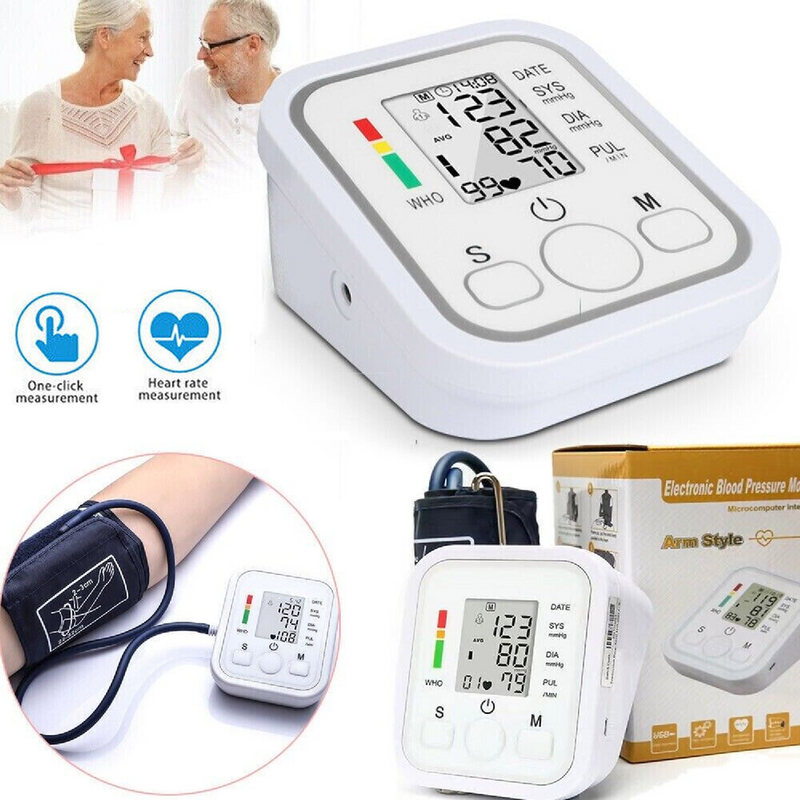 Digital Blood Pressure Monitor Upper Arm BP Machine Heart Rate Monitor Portable