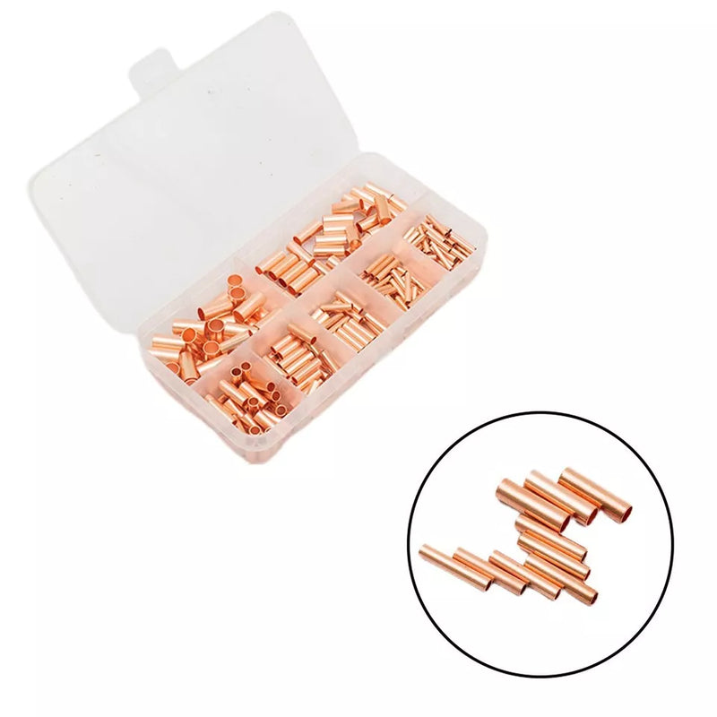 250Pcs Copper Tube Terminals Battery Welding Cable Lug Ring Crimp Connectors Kit