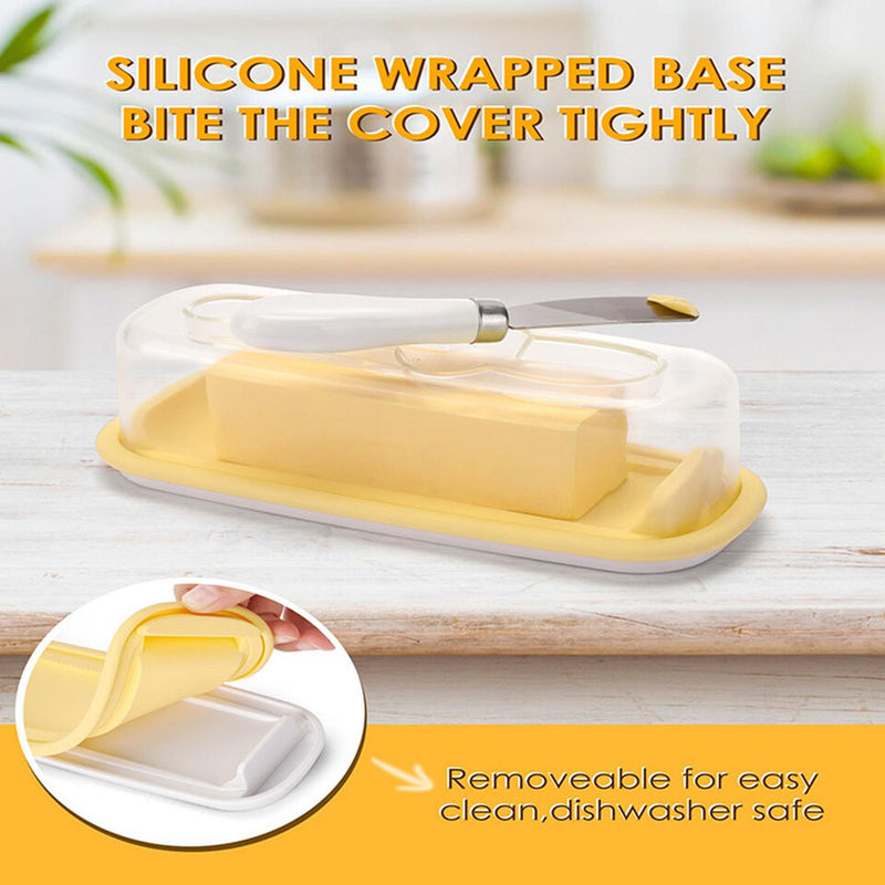 Butter Dish with Cover and Knife Set Cheese Storage Box Butter Holder Plate