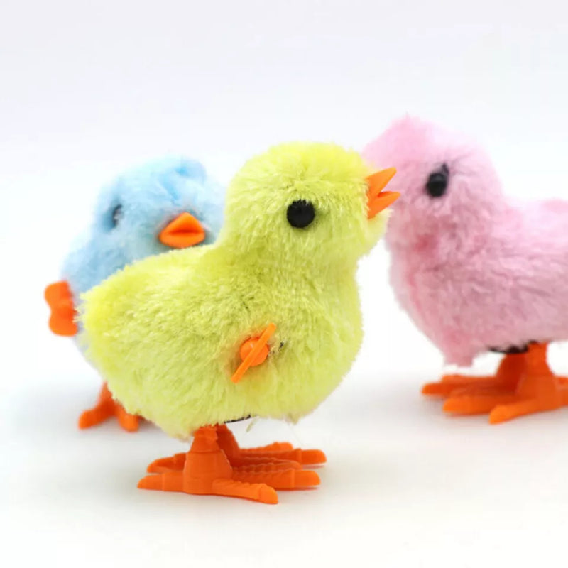 Plush Wind Up Chicken Kids Educational Toy Clockwork Jumping Walking Chicks