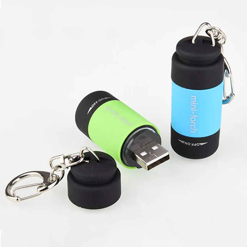 Mini USB Rechargeable LED Torch Lamp Flashlight Keychain Keyring Waterproof