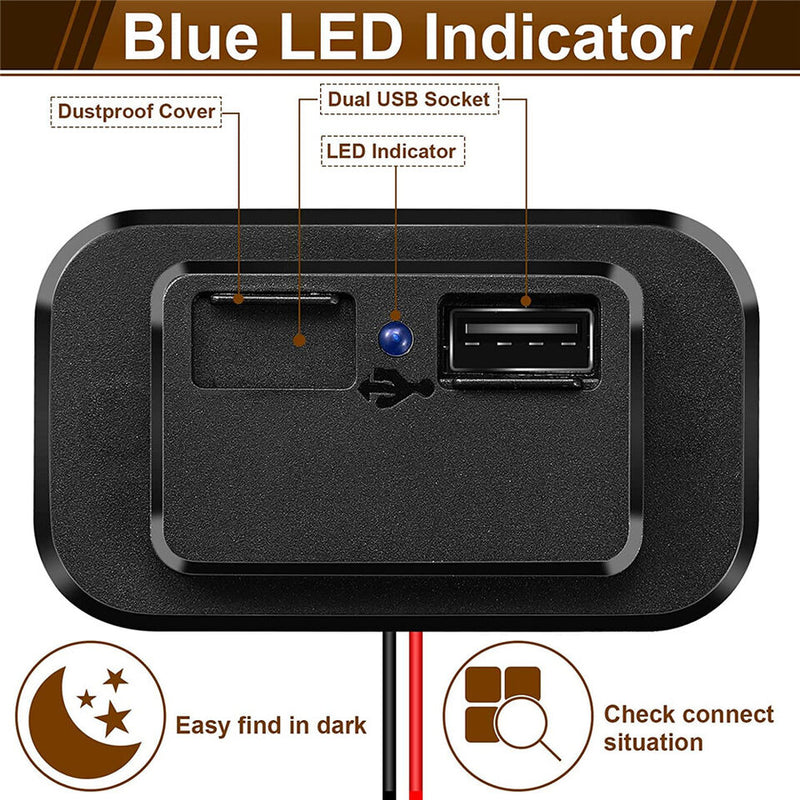 Car Dual USB 12V-24V Charger Quick Charge PD QC 3.0 Socket Power Outlet Type C