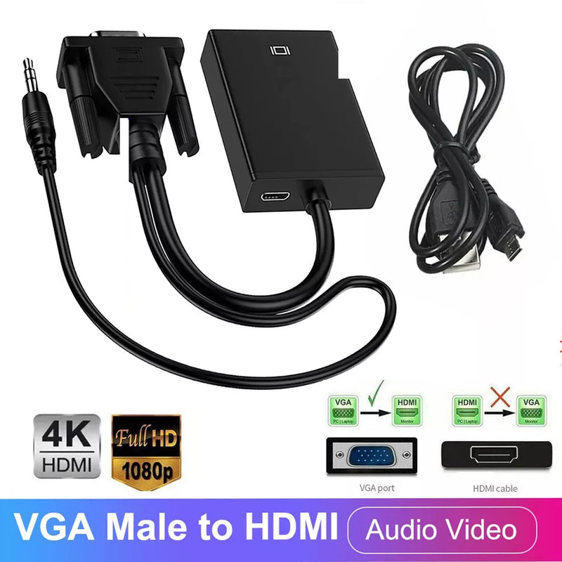 VGA to HDMI With Audio Adapter Output 1080P Audio Video Cable Converter HDTV/AV