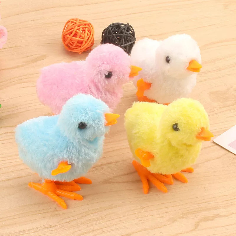 Plush Wind Up Chicken Kids Educational Toy Clockwork Jumping Walking Chicks