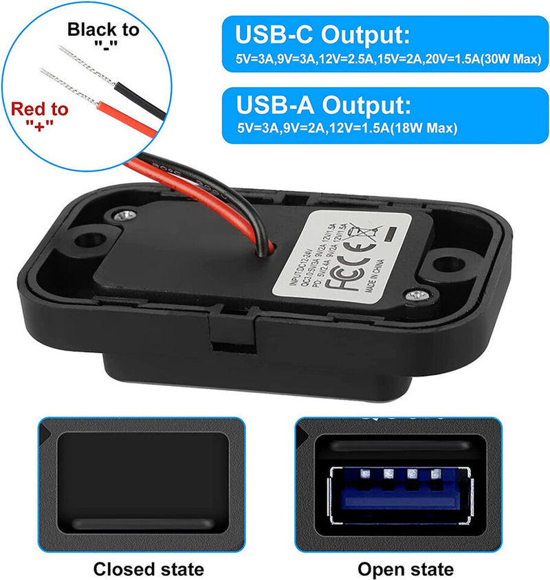 Car Dual USB 12V-24V Charger Quick Charge PD QC 3.0 Socket Power Outlet Type C