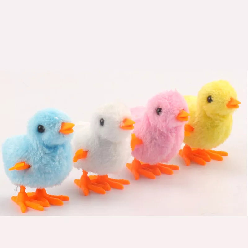 Plush Wind Up Chicken Kids Educational Toy Clockwork Jumping Walking Chicks