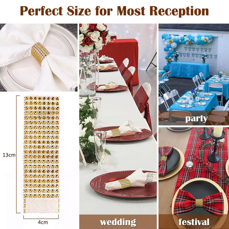 50PCS Diamond Napkin Rings Chairs Buckles Holder Rhinestone Wedding Table Decor