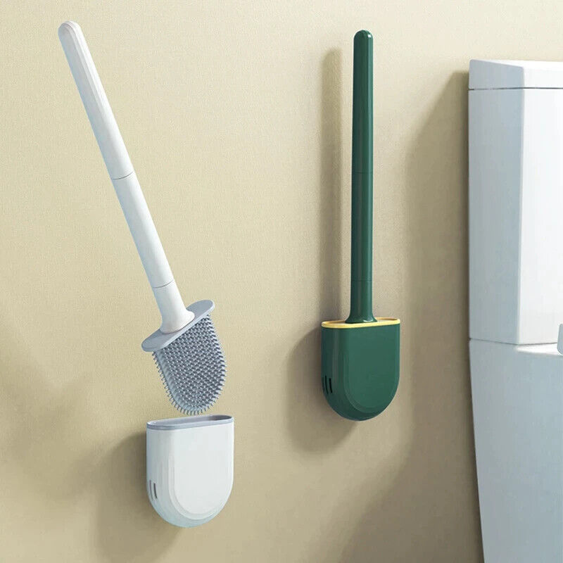 Bathroom Silicone Bristles Toilet Brush Cleaning Brush Set Creative with Holder