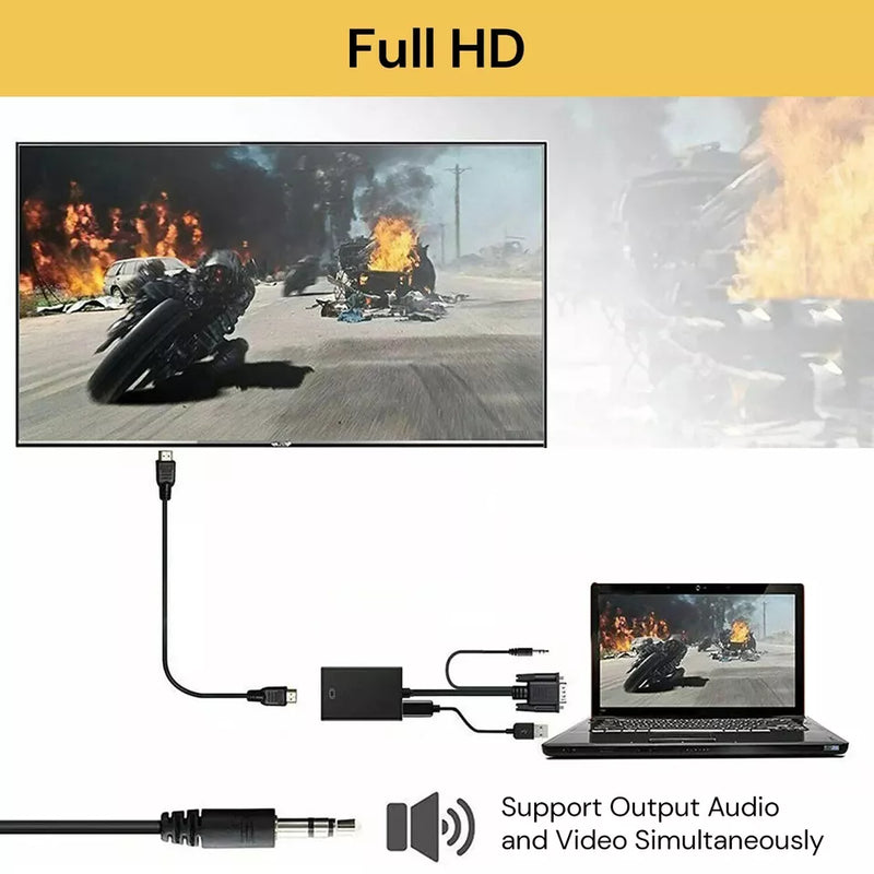 VGA to HDMI With Audio Adapter Output 1080P Audio Video Cable Converter HDTV/AV