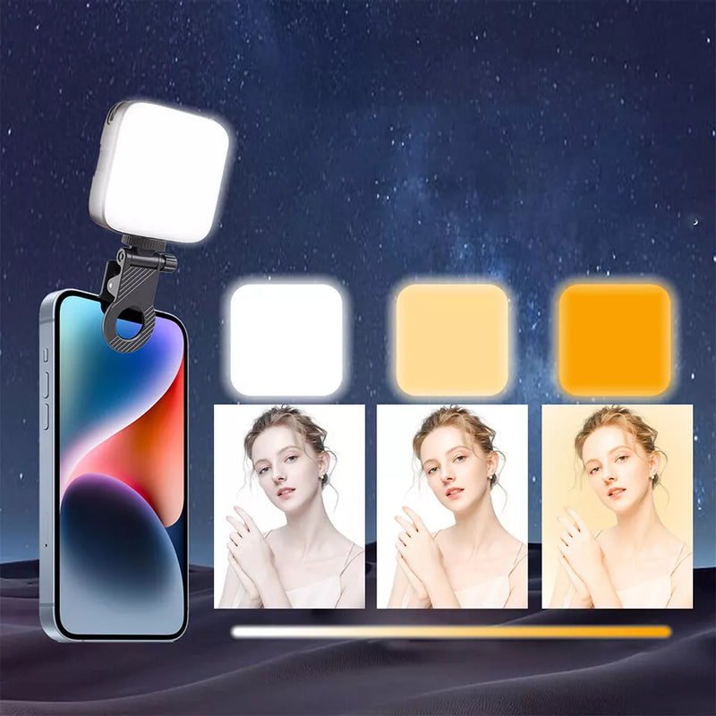 Tricolor LED Mobile Phone Selfie Fill Light Dimmable 2500K-9000K Video Light Portable