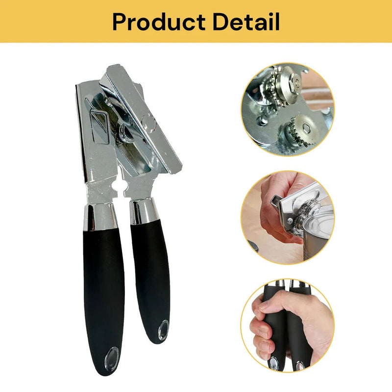 Heavy Duty Stainless Steel Tin Can Opener Cutter Easy Comfy Handle Grip Kitchen