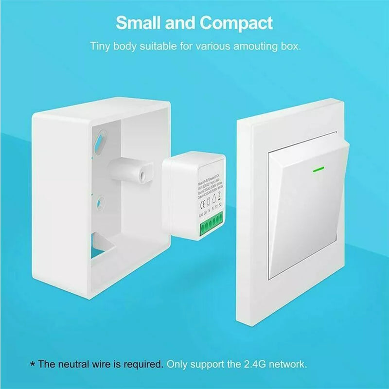 Smart WiFi Light Switch 16 Amp Mini Module Work for APP/Alexa/Google Home