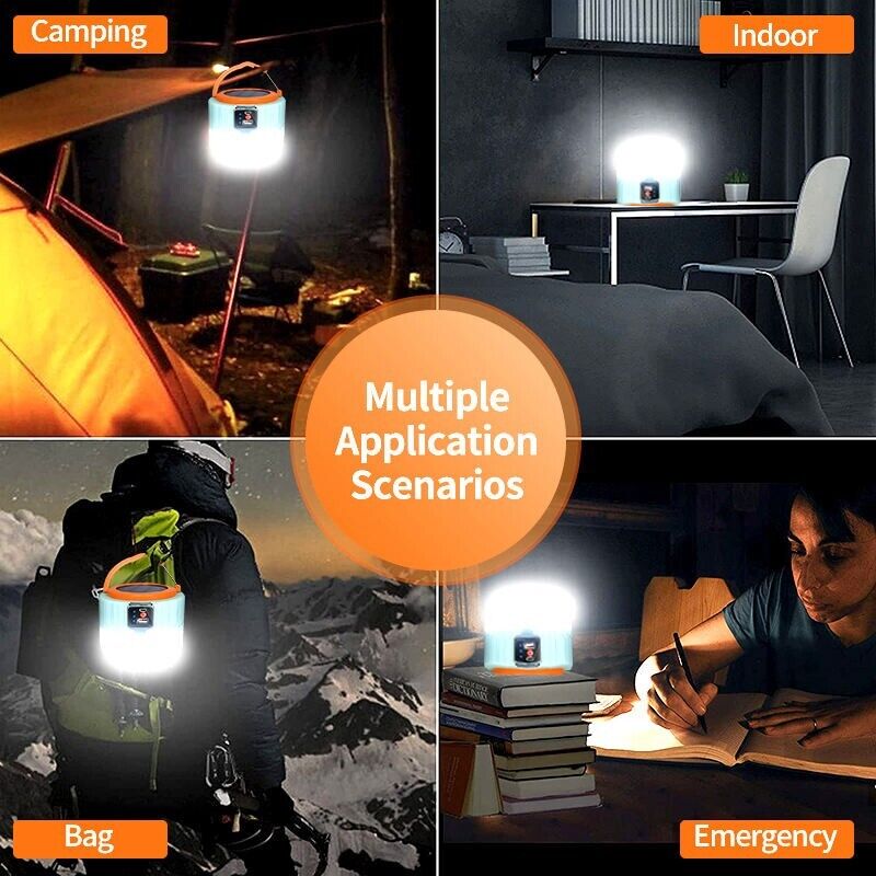 Multifunction Waterproof Phone Charger Portable LED Solar Camping Light Lantern Outdoor Tent Lamp USB Rechargeable