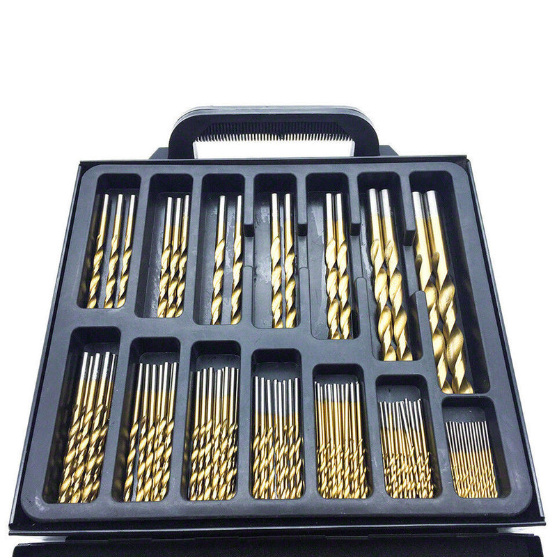 99PCS HSS Metric 1.5-10mm Titanium Coated Drill Bit Set Metal Wood Plastic