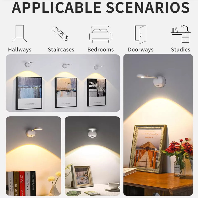 Motion Sensor LED Night Light Rechargeable Wall Desk Lamp PIR Sunset Lamp Decor