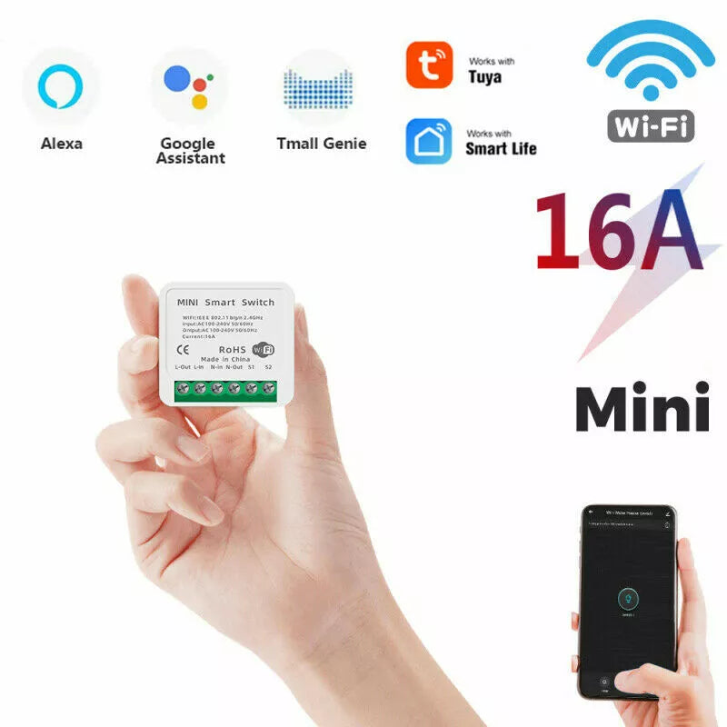 Smart WiFi Light Switch 16 Amp Mini Module Work for APP/Alexa/Google Home