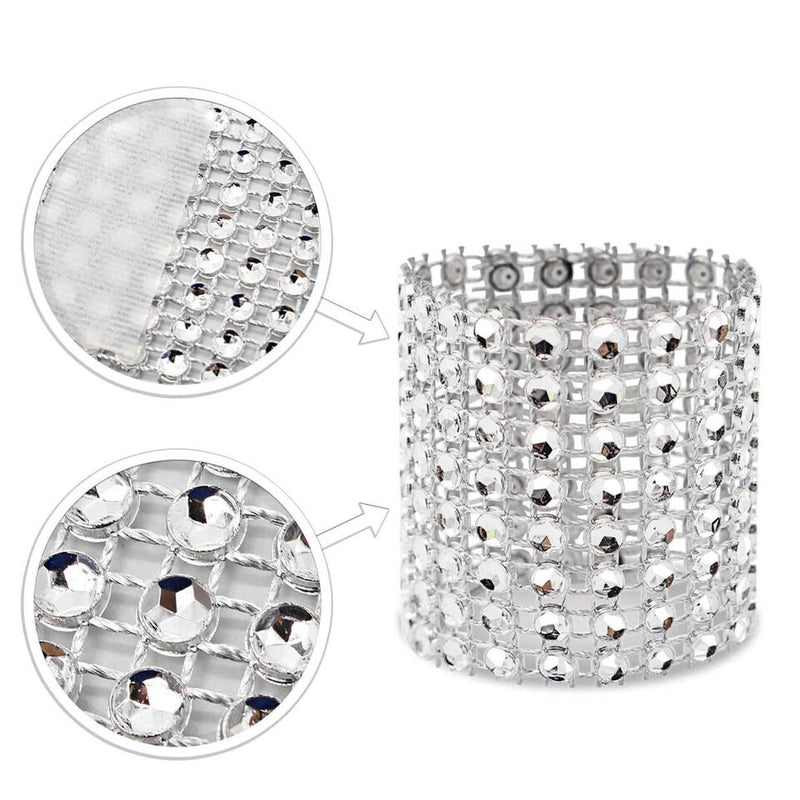 50PCS Diamond Napkin Rings Chairs Buckles Holder Rhinestone Wedding Table Decor