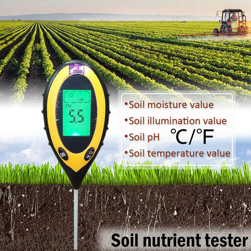 4 in 1 Digital Soil PH Tester Moisture Meter Test Kits Fits Garden Plant Lawns