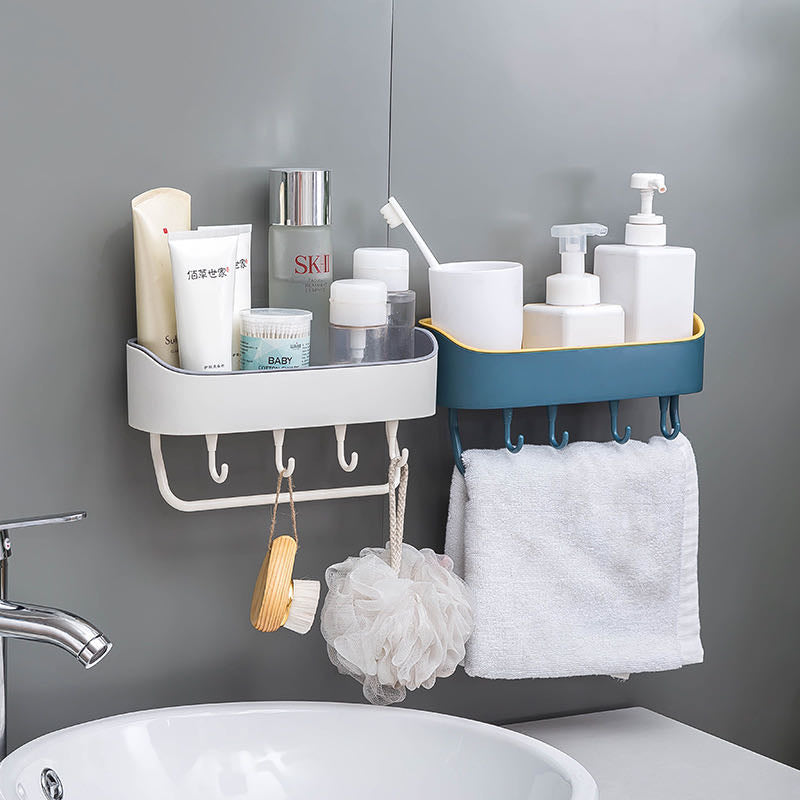 Free shipping- Multifunction Drainage Shelf Bathroom Kitchen Organizer with Hooks