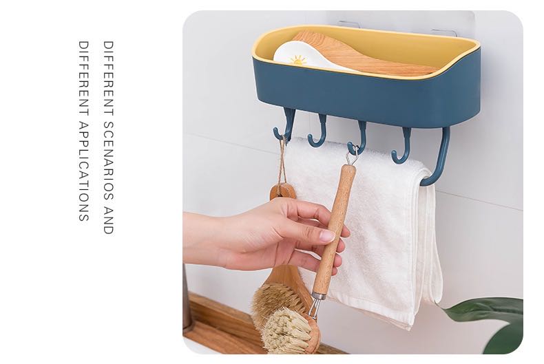 Free shipping- Multifunction Drainage Shelf Bathroom Kitchen Organizer with Hooks