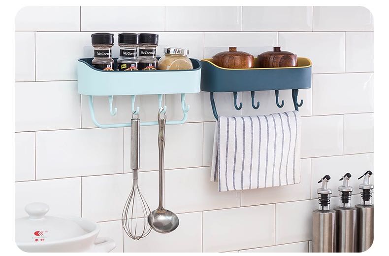 Free shipping- Multifunction Drainage Shelf Bathroom Kitchen Organizer with Hooks