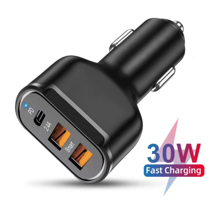 Free shipping- Fast Charge 30W 3.0 Car Charger 3 USB Ports Power Adapter Cigarette Lighter Socket