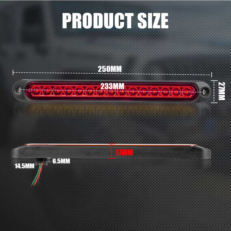 2X 15LED Brake STOP UTE Tail Light Indicator Slim Strip Trailer Truck