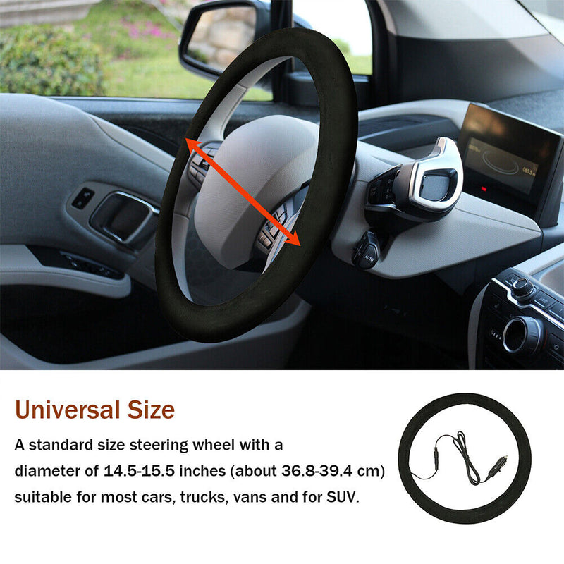 12V Car Auto Heated Steering Wheel Cover Non-slipHeating Universal