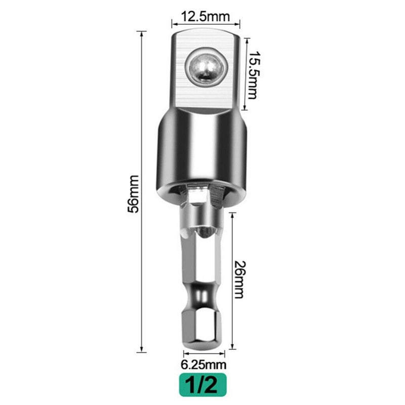 1/2" 1/4" 3/8" Socket Adaptor Set Driver Hex Shank Drill Bits Impact Driver 360°