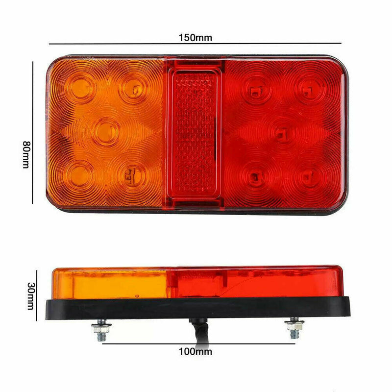 2Pcs Tail Lights 10 LED Trailer Truck Light 12V Turn Signal Rear Stop Brake