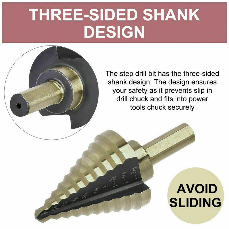 Free shipping- 5Pcs HSS Step Steel Cone Drill Hole Cutter Titanium Bits Set Kit + Aluminum Case