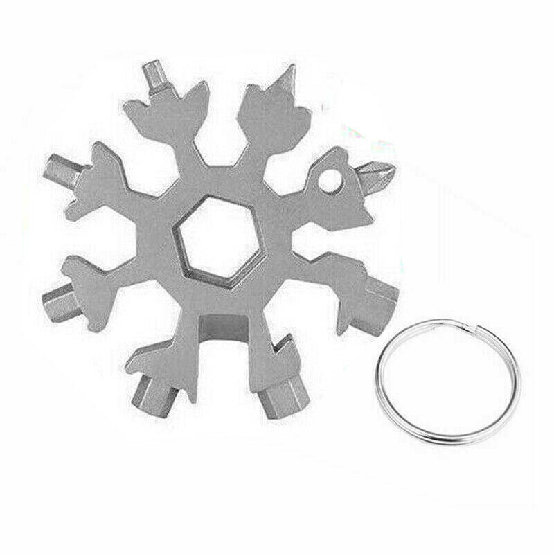 Free shipping- 18 in 1 Stainless Multi-tool Snowflake Keychain Screwdrive