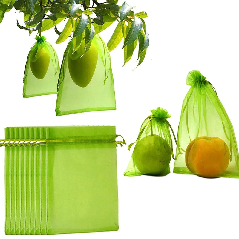 100x Fruit Net Bags Agriculture Garden Vegetable Protection Mesh Insect Proof